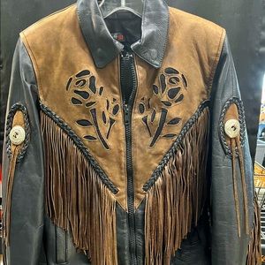 Leather King Rose Thinsulate Fringed Jacket.